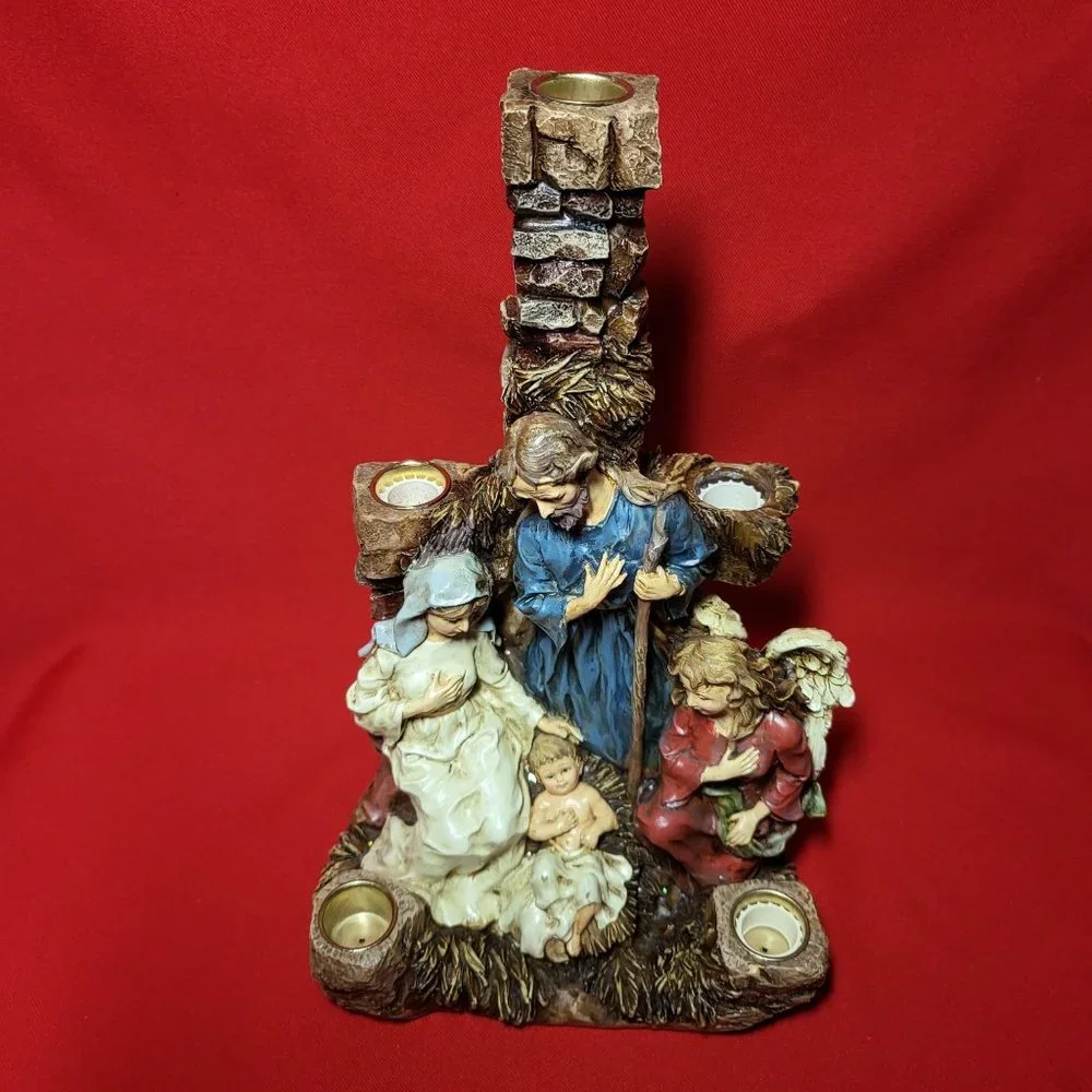 Nativity 5 Candle Holder Christmas Centerpiece Decor